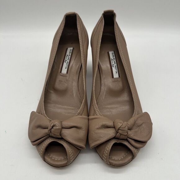 GUGLIELMO ROTTA Leather Beige Heels Shoes US6.5 UK3.5 EU36.5 Made in Italy - Picture 5 of 8